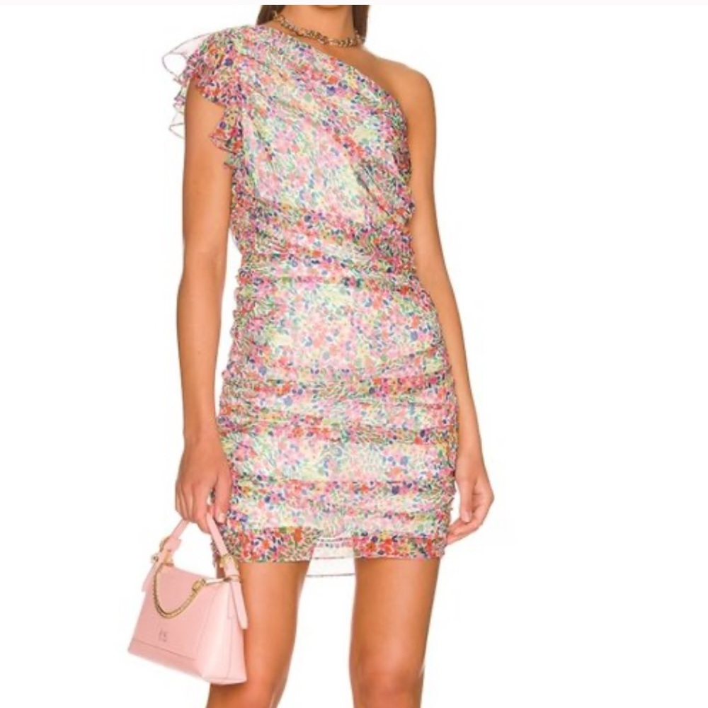 Amanda Uprichard Annora One Shoulder Mini Dress